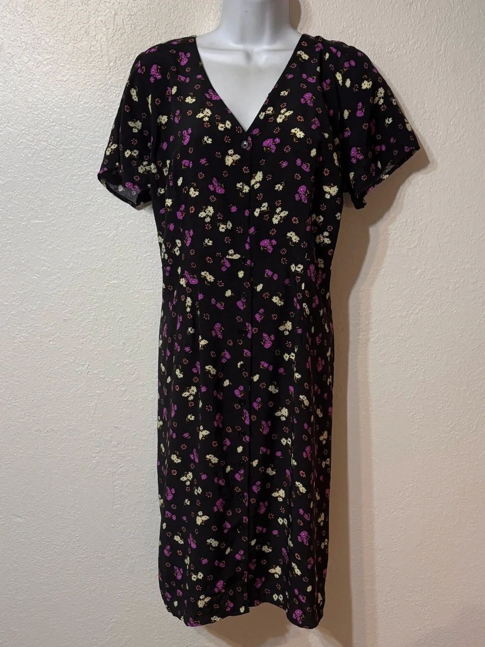 Modcloth Floral Take The Plunge Midi Dress Size 16